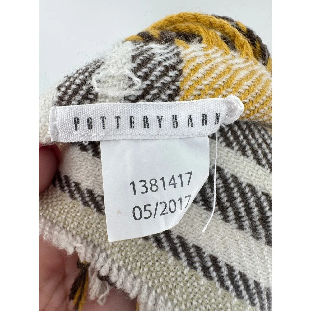 Pottery Barn Throw Blanket Plaid 50x60 with Fringe In Fall Colors Acrylic
